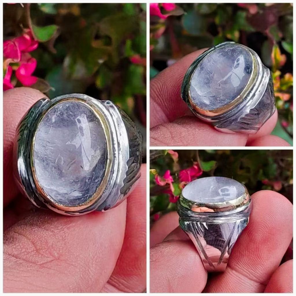 Cincin Batu Akik Kecubung Es Asli Kalimantan Terbaik