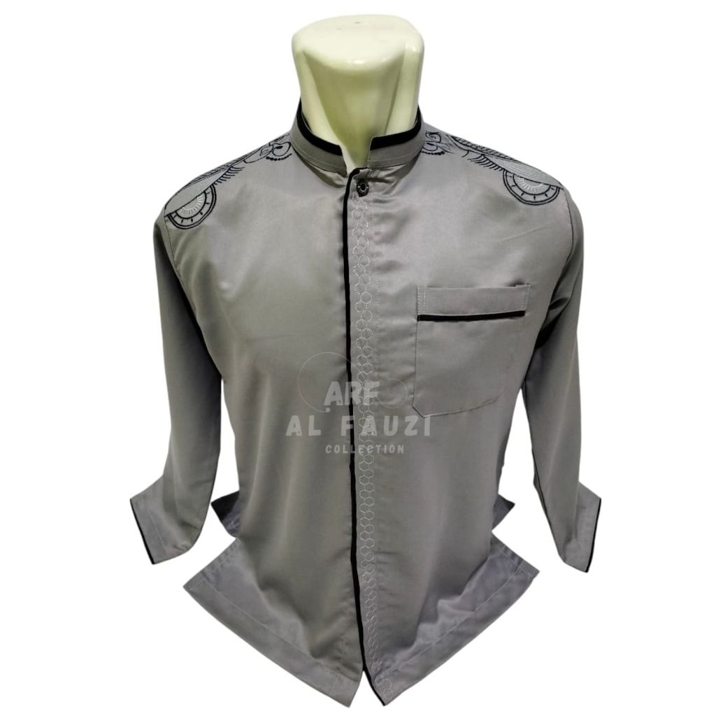 AL FAUZI Baju Koko Pria Dewasa Lengan Panjang Katun Toyobo Motif Bordir Fashion Muslim Pria