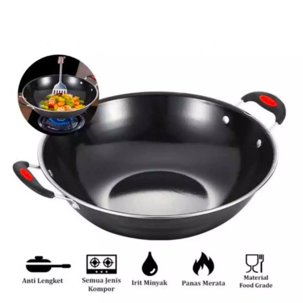 [GG] Wajan Penggorengan Enamel Anti Lengket / Wajan Anti Lengket 32cm