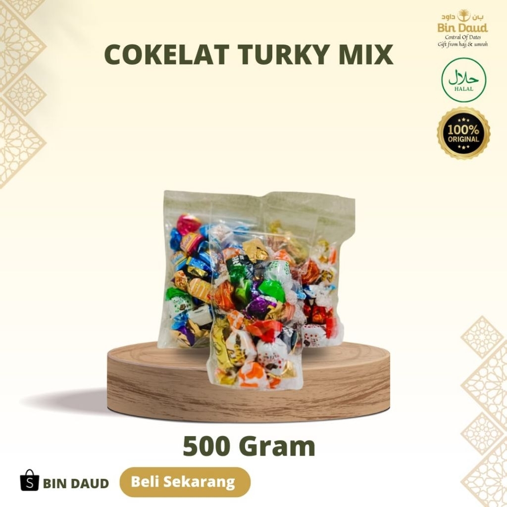 

Coklat Turki Mix 500gr – Coklat Arab Premium Isi Kacang, Kurma & Susu | Oleh-Oleh Haji Umroh