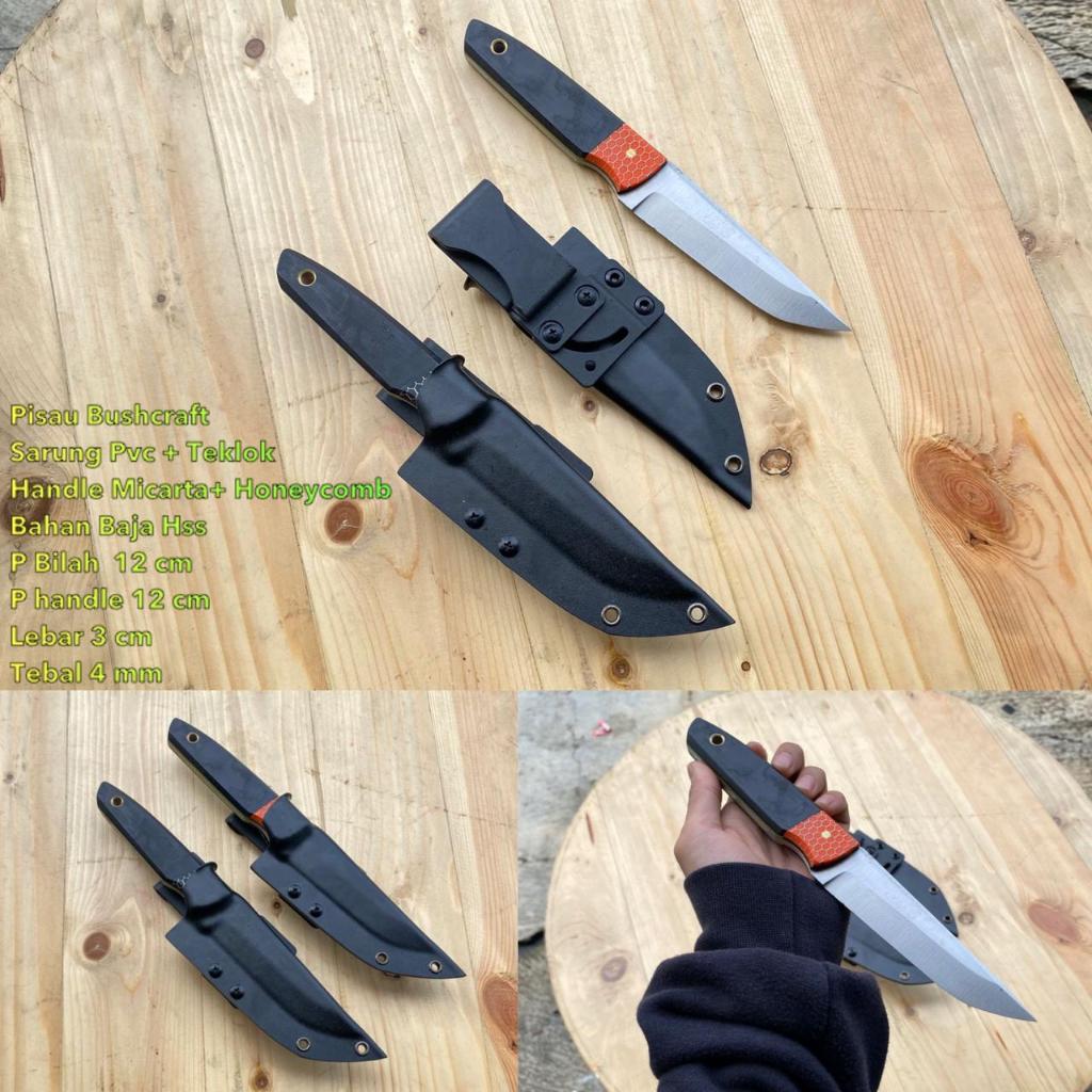 Pisau hunting Baja hss Sarung pvc terbaik