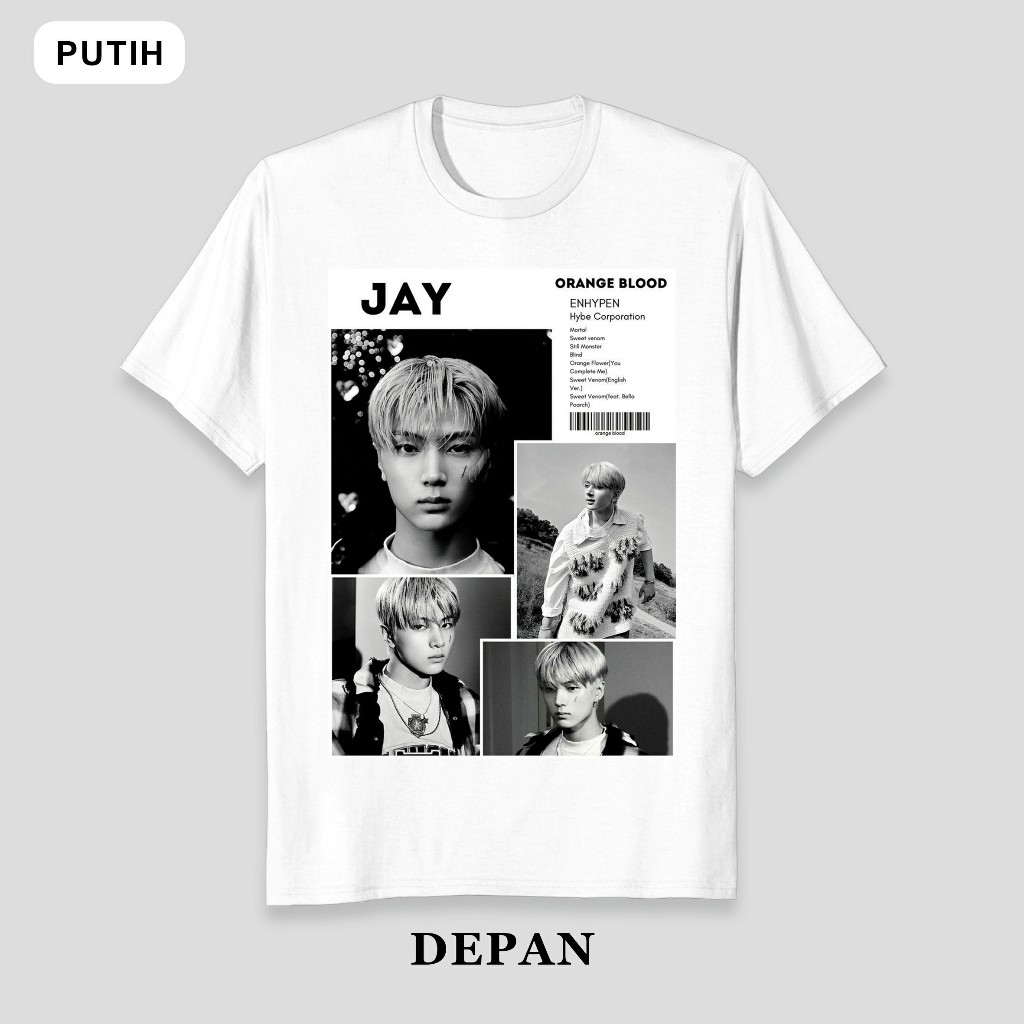 Baju Kaos Tshirt En Initial " JAY " Sunghoon Sunoo Jungwon Niki Heeseung Jake ENHYPEN Kaos Wanita Pr