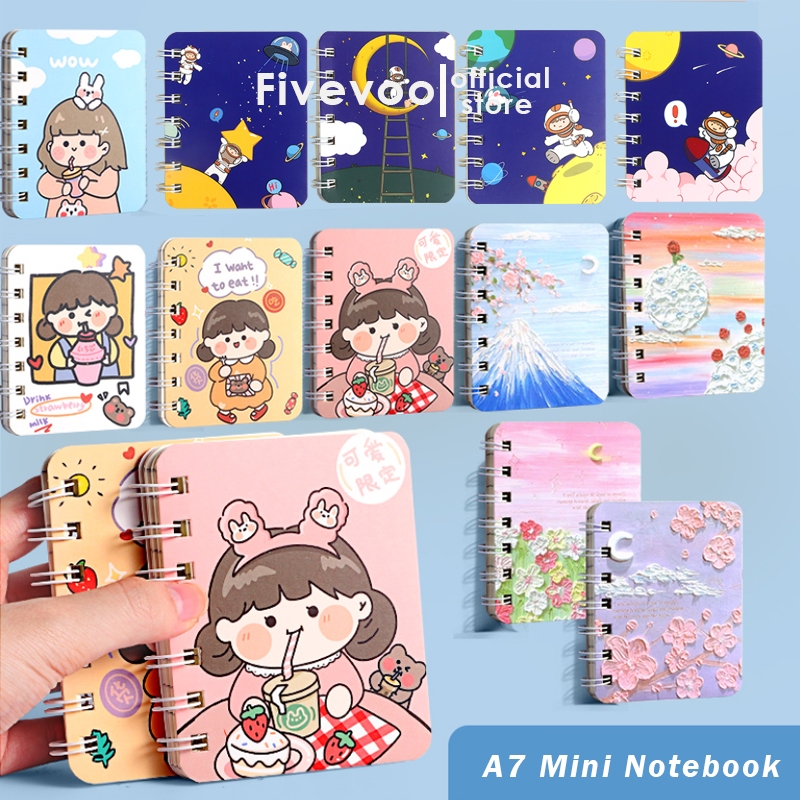 

FIVEVOO 4pcs 8pcs Notebook aesthetic A7/Coil catatan notes kecil/Mini Buku Notes Kecil Alat Tulis Sekolah