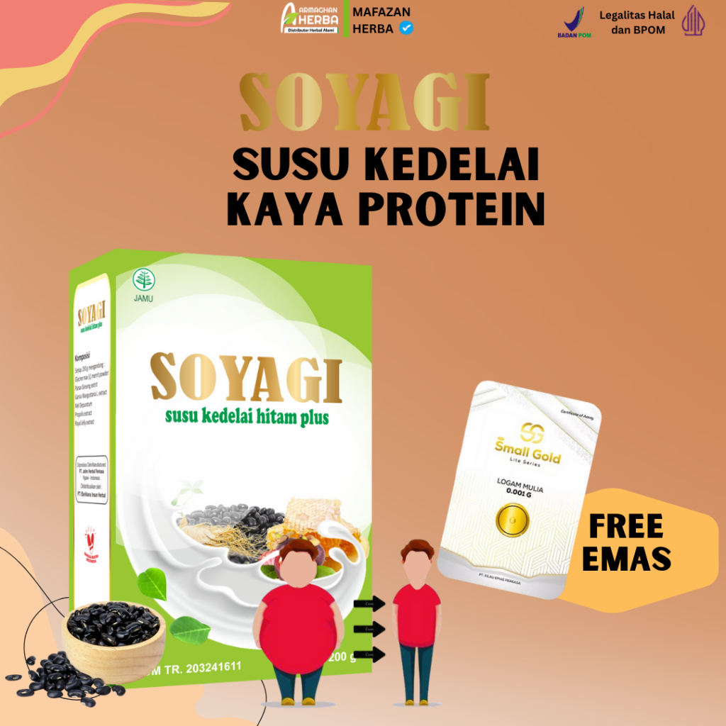 

(COD + GARANSI) (Beli 1 gratis EMAS)(Beli 2 Gratis MADU) SOYAGI Susu Diet Kedelai Hitam Plus partner GOMILK 200 gr