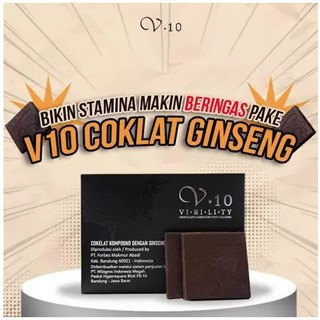 

V10 COKLAT GINSENG 1 BOX 5 SACHET @10GR V.10 VIRILITY COKELAT KOMPOUND GINSENG ORIGINAL 100%