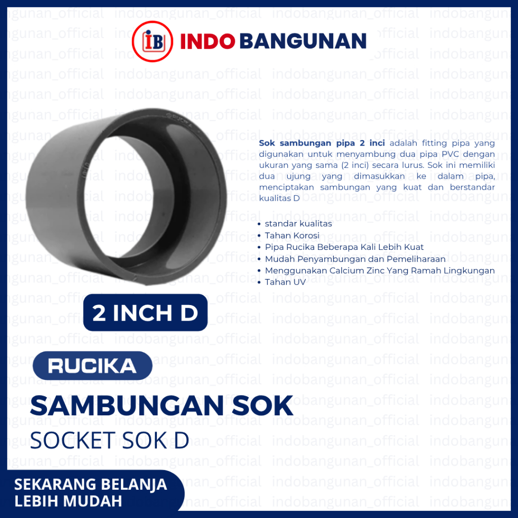 Socket / Sok Pvc Rucika 2" Inch - D (Tipis)