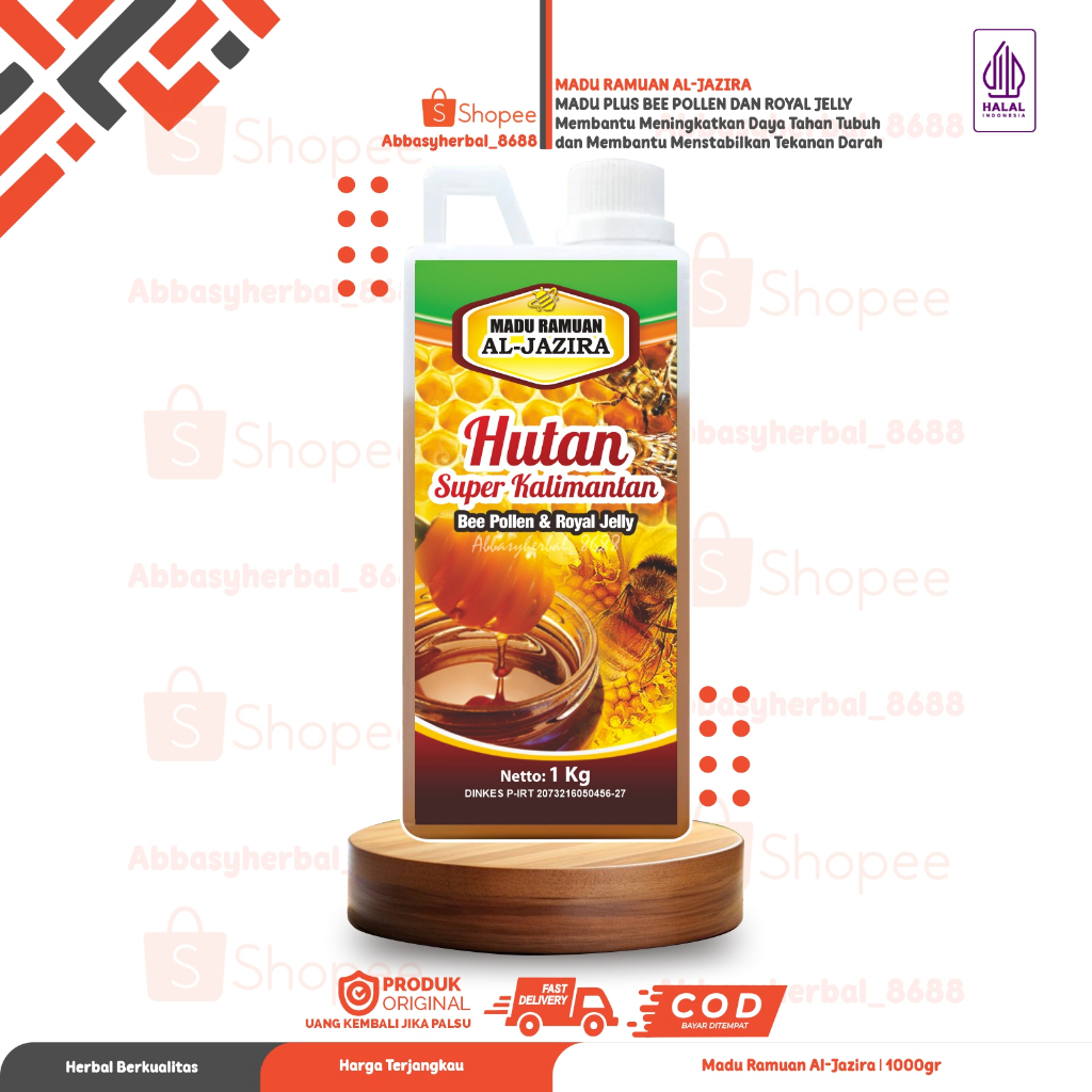 

Abbasy Herbal_Original Produk Bersegel Madu Ramuan Al Jazira / Hutan Super Kalimantan / Bee Pollen & Royal Jelly Isi 1kg