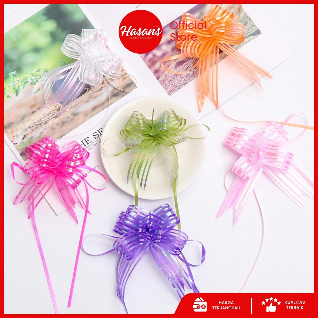 

[10 Pcs] Pita Tarik Organdi / PIta Serut Organdi / Pita Kado / Pita Hiasan Parcel / Pita Kupu Kupu / Tali Kado S05