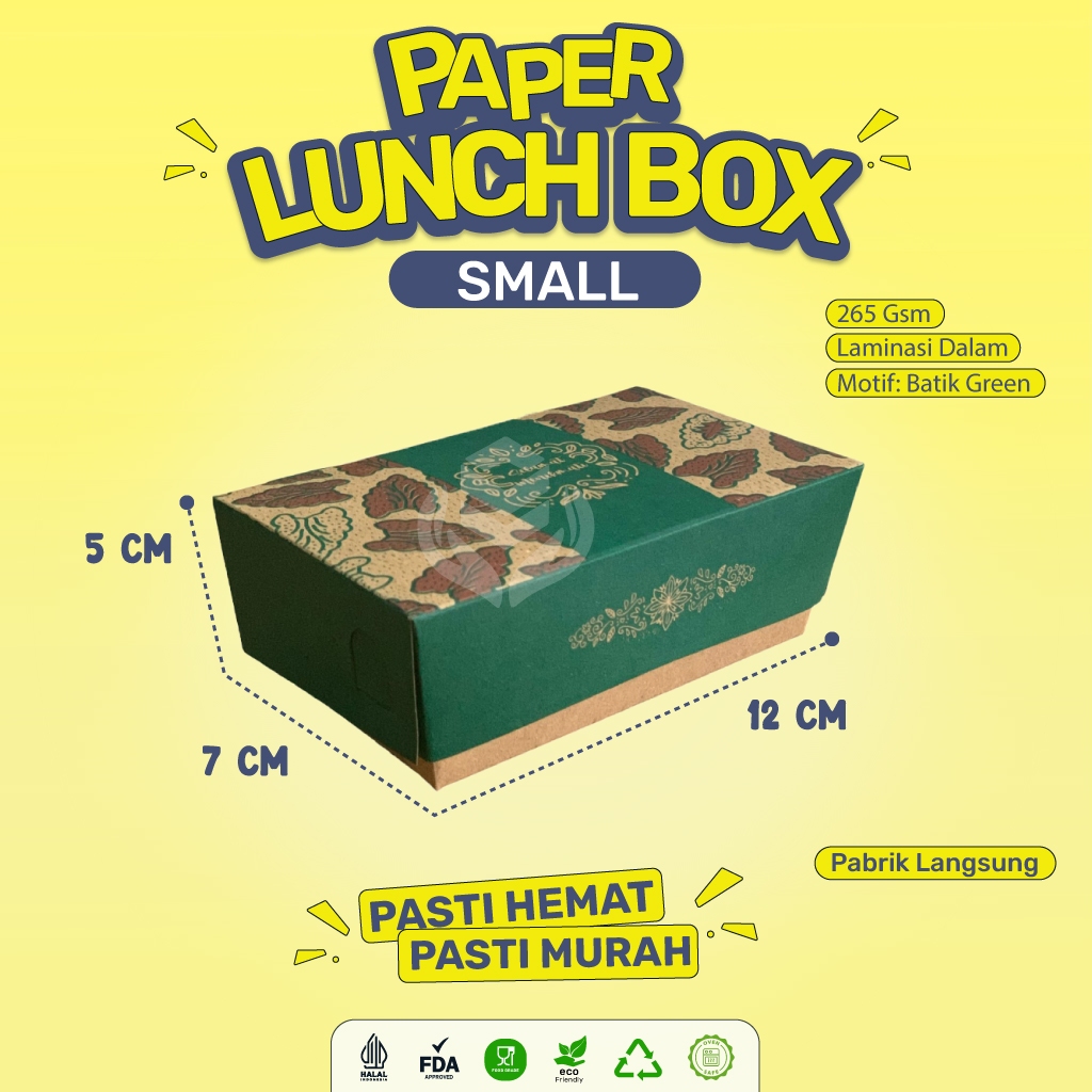 

Paper Lunch Box Small Lunch Box Small Bahan 265 Gsm (LB5K152-Laminasi)