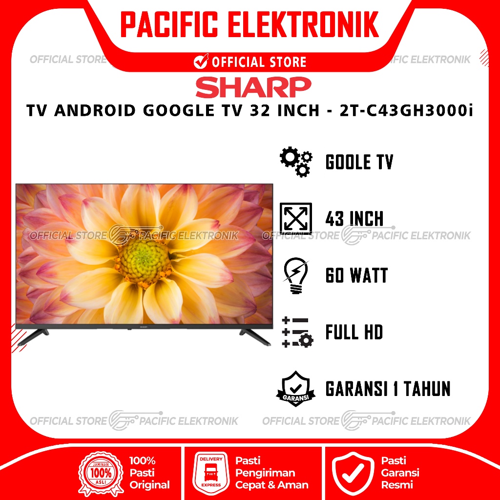 TV LED Sharp Android GoogleTV 43inch 2T-C43GH3000i / 43GH3000i / 43GH