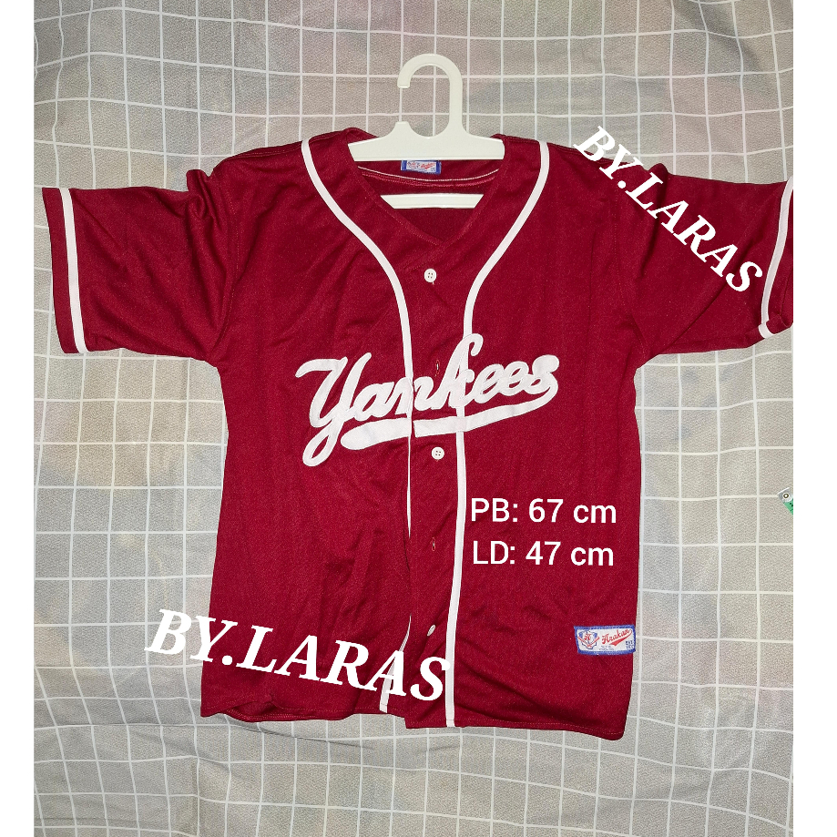 Baseball Jersey Pre Loved | Red Jersey Yankees Second | Sport Varsity Unisex Murah