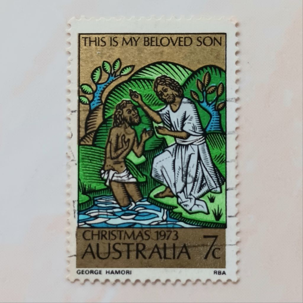 

(AD) Perangko Australia 1973 Christmas 1973 - The Baptism of Christ (This is my Beloved Son) 7 cent Used