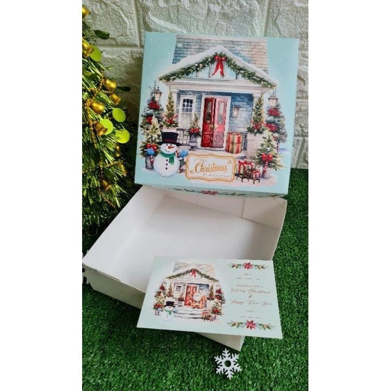 

Cake Box Kue Bolu Natal Dus Roti Lapis Legit Motif Santa At House Ukuran 22x22 cm