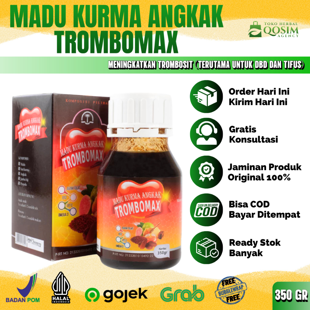 Madu Kurma Angkak Trombomax Obat DBD & Tipes Meningkatkan Trombosit