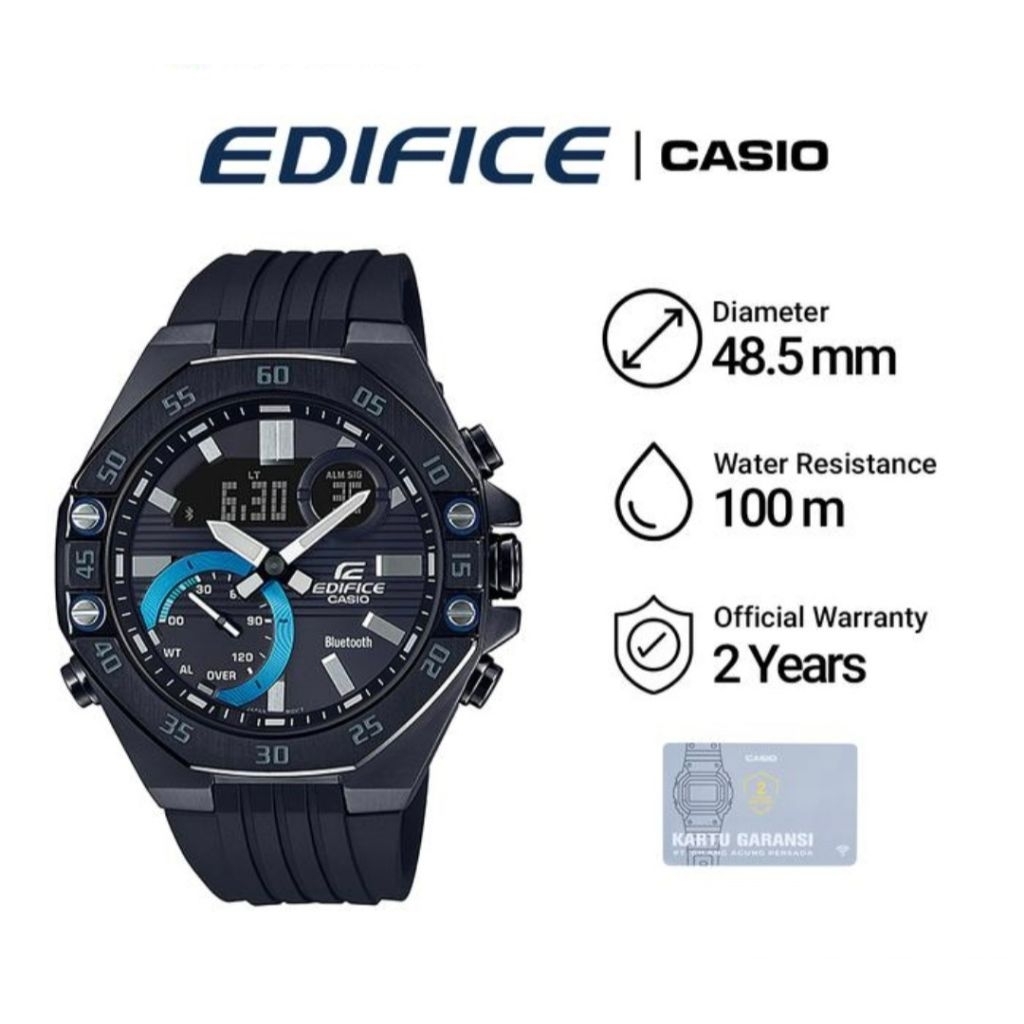 Casio Edifice ECB-10PB-1A / ECB-10PB-1ADF Smartphone Link Jam Tangan Pria Original