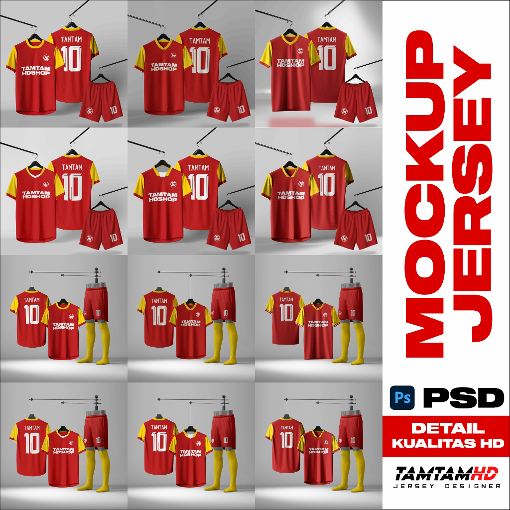 Mockup Jersey Lengan Pendek Hanger (Photoshop/PSD)