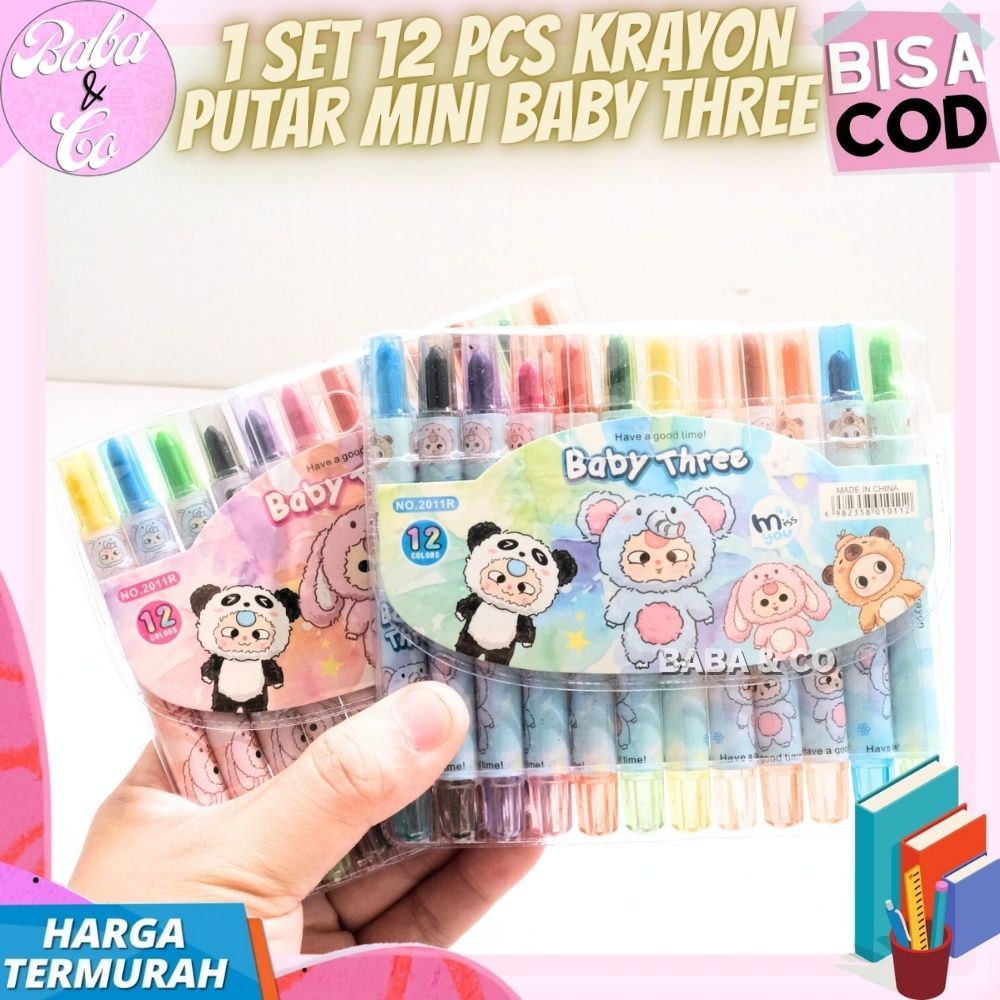 

KRAYON TWIST BABY THREE MINI 1 SET 12 WARNA CRAYON TWIST MINI BABY THREE LUCU UNIK KRAYON PUTAR BABY THREE KECIL ISI 12 WARNA