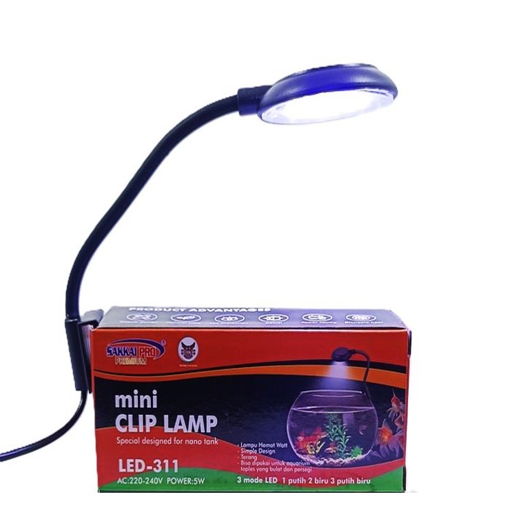 Mini Clip Lamp Sakkai Pro LED-311 / Lampu LED Aquarium Kecil / Lampu Jepit Aquarium Aquascape