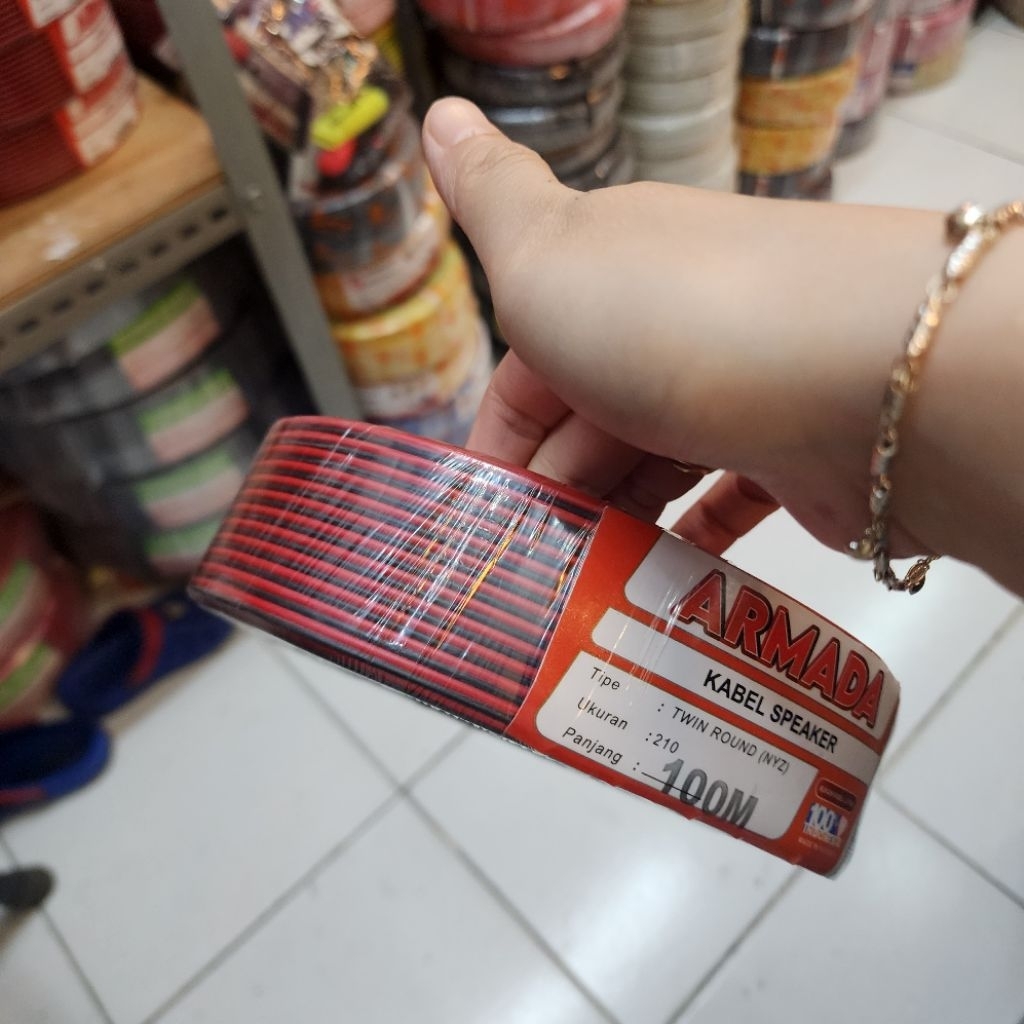 kabel merah hitam NYZ cable speaker audio kabel gepeng isi 2 kabel pipih kabel twin round