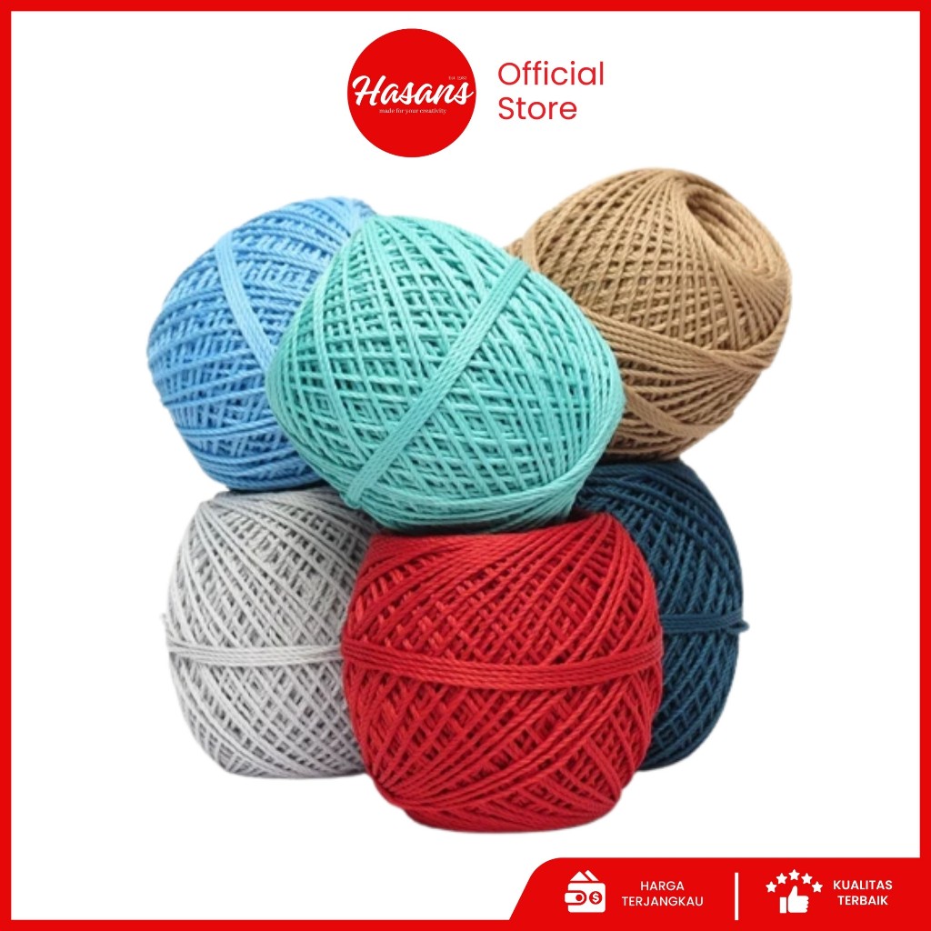 Hasans / [1 Roll ] Benang Rajut Katun Polos / Milk Cotton Yarn / Benang Untuk Merajut Warna Warni / 