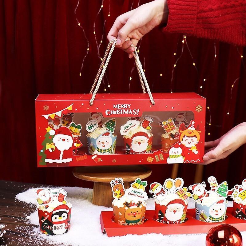 

Cake Dus Kue Mika Cupcake isi 4 Muffin Natal Xmas Box Roti Merry Christmas