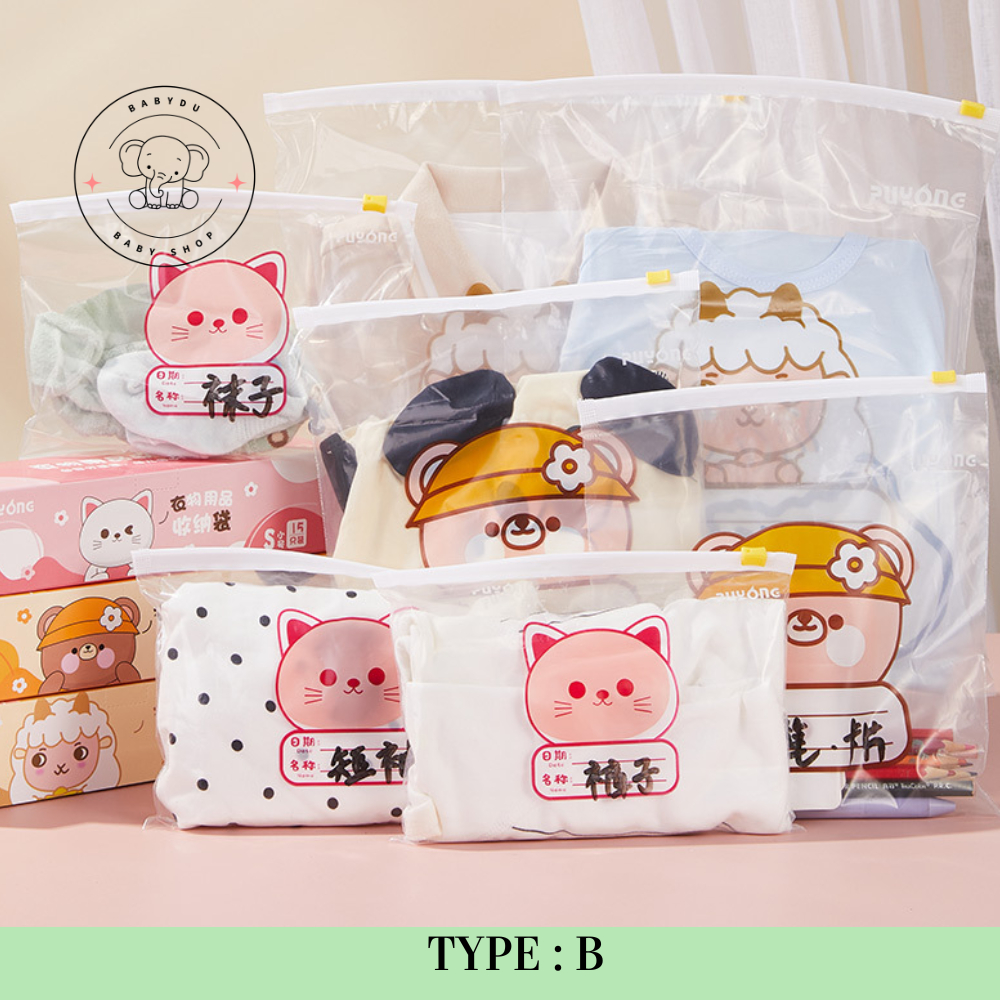 BABDYU - B Travel Bag Zipper Lock Motif Animal Lucu Serbaguna / Tas Travel Pouch Make Up Organizer P