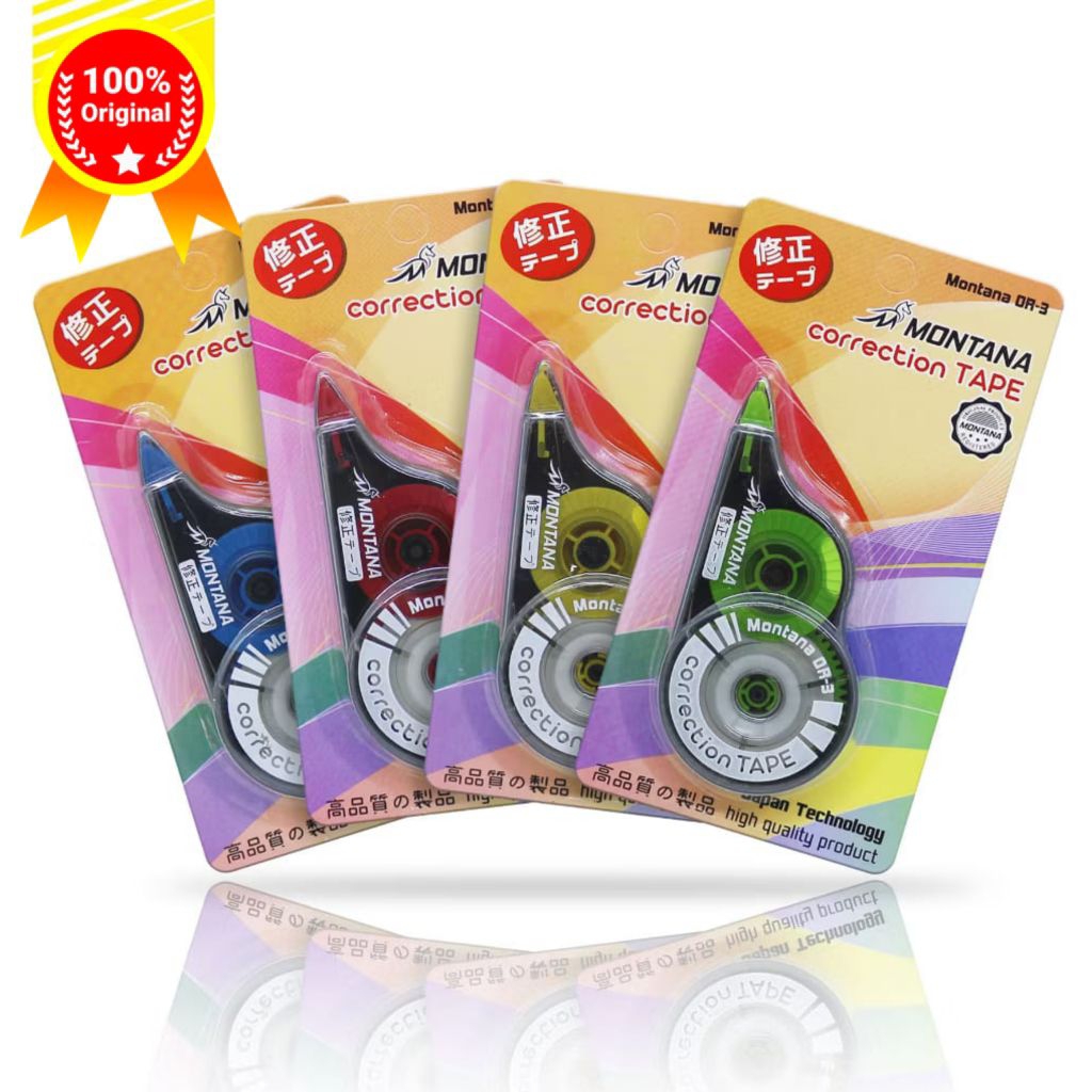 

Tipe-X MONTANA Correction Tape Pita Koreksi 12 m x 5 mm High Quality Non Toxice Isi 12 pcs/box / OR-03