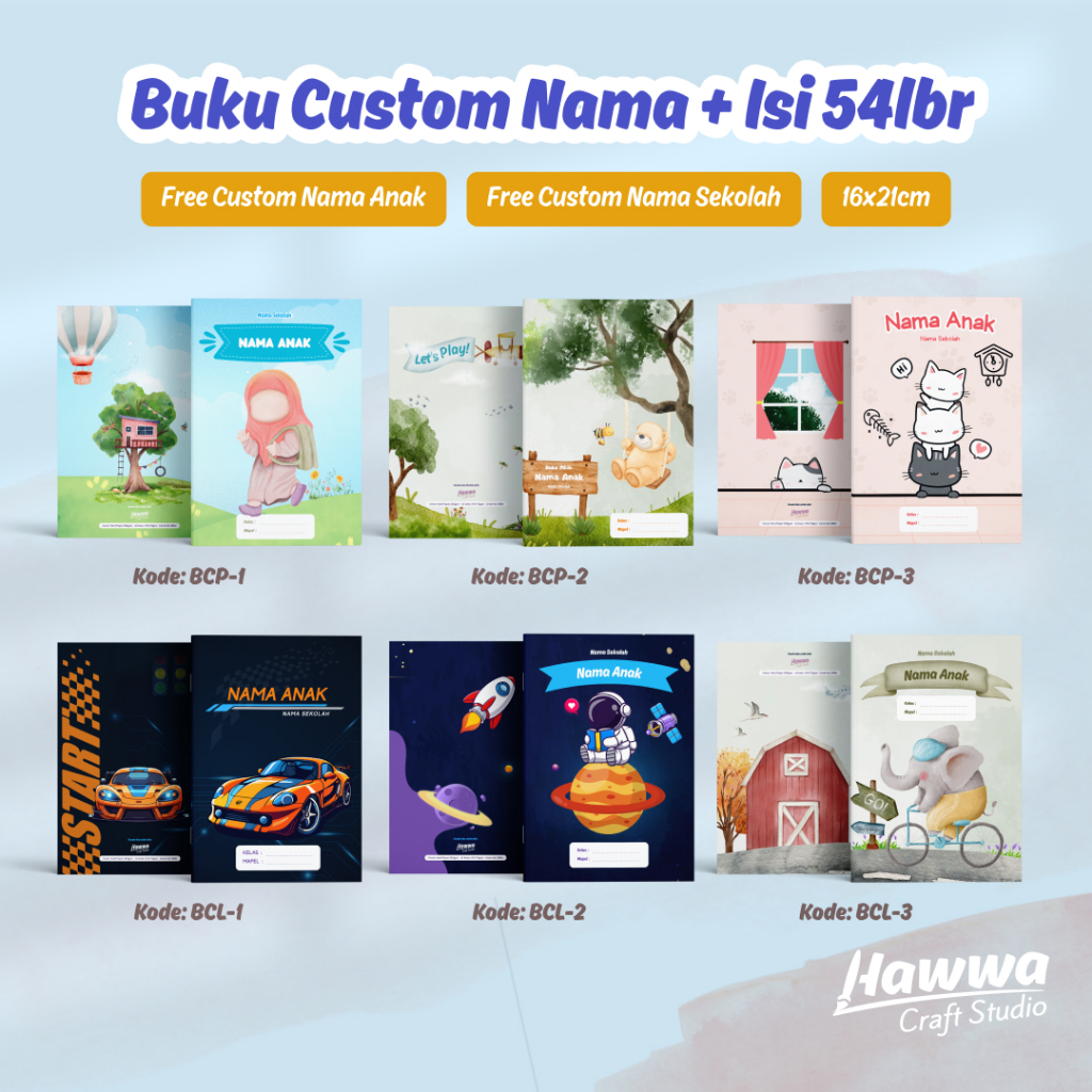 

Buku Tulis Custom Nama + Isi berwarna 54 lembar