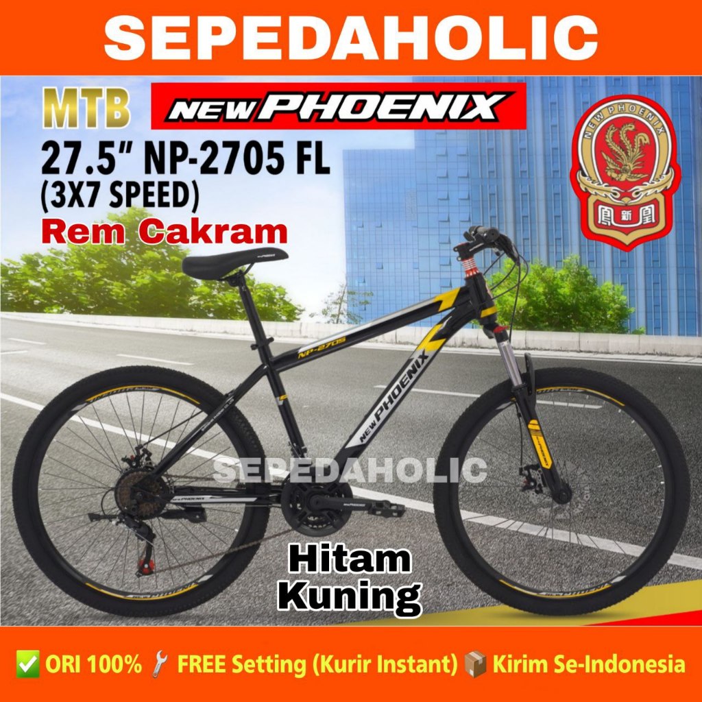 Sepeda Gunung MTB PHOENIX 2705 FL Fork Lock / NP 2701 2706 Ukuran 27.5 Inch Rem Cakram Remaja Dewasa