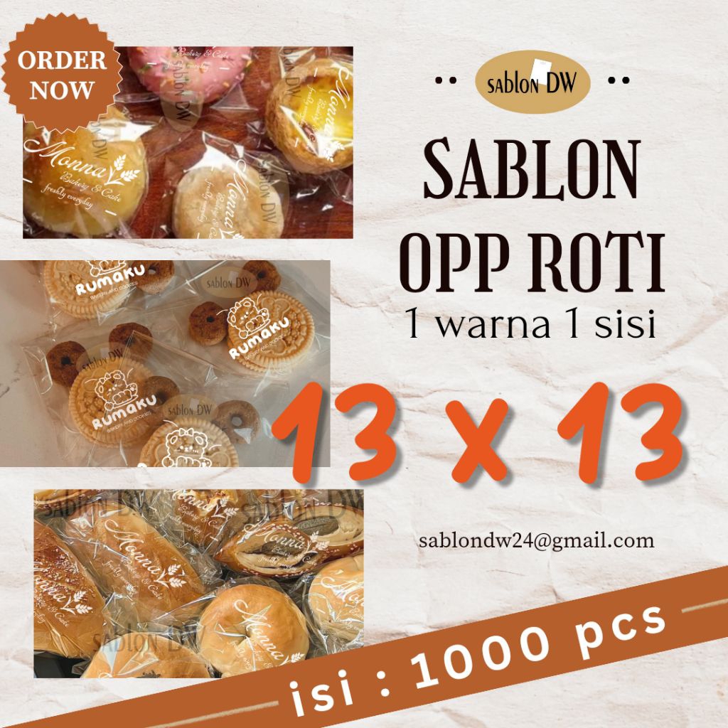 

SABLON PLASTIK OPP CUSTOM 13X13 isi 1000 pcs