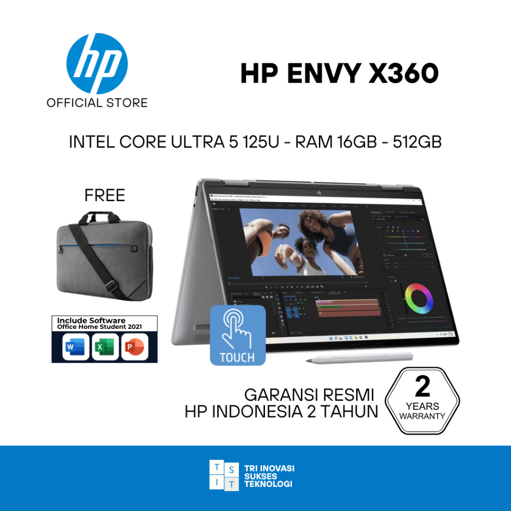 Laptop HP Envy X360 Intel Core Ultra 5 125U Ram 16GB 512GB OLED Win 11 Office 2021