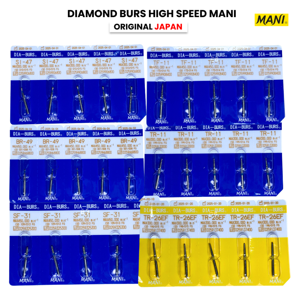 DENTAL DIAMOND BUR Highspeed MANI Burs Japan Original