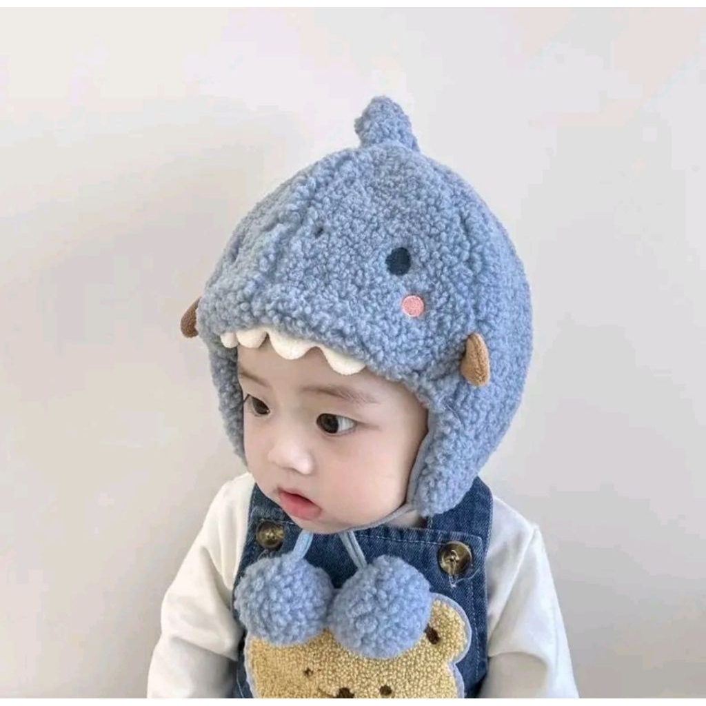 KUPLUK DINO | TOPI DINO ANAK | TOPI ANAK DINO | TOPI ANAK LUCU | TOPI ANAK 3 Bulan-2 Tahun Bayi
