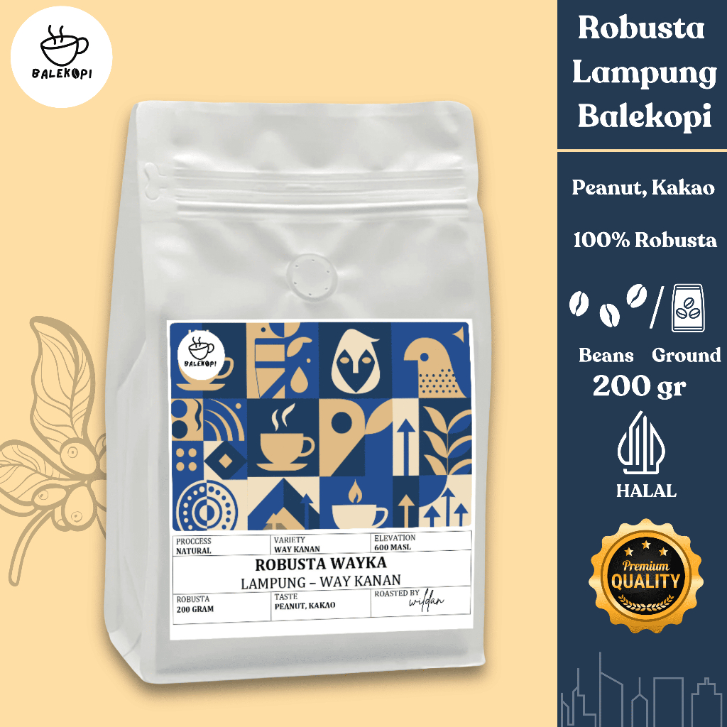 

Balekopi Bubuk Kopi Robusta Lampung Way Kanan 200 Gram / Kopi Robusta