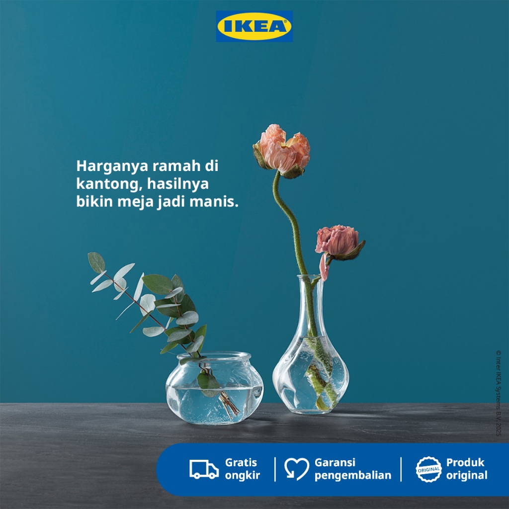 IKEA VILJESTARK Vas Bunga Kaca Dekorasi Kamar Diameter 8cm