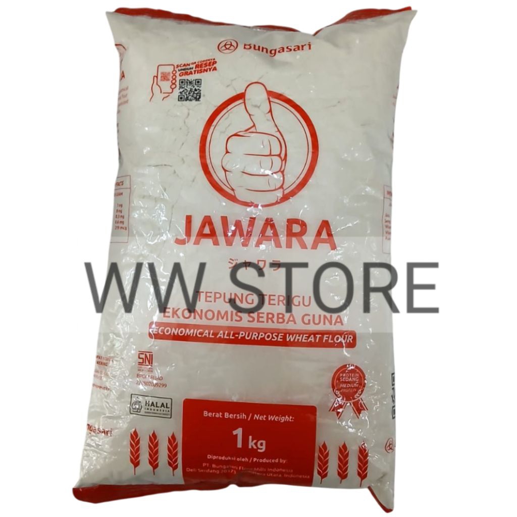 

Tepung Terigu EKONOMIS SERBA GUNA SERBAGUNA halal MUI Bungasari Economical All - Purpose Wheat Flour 1kg