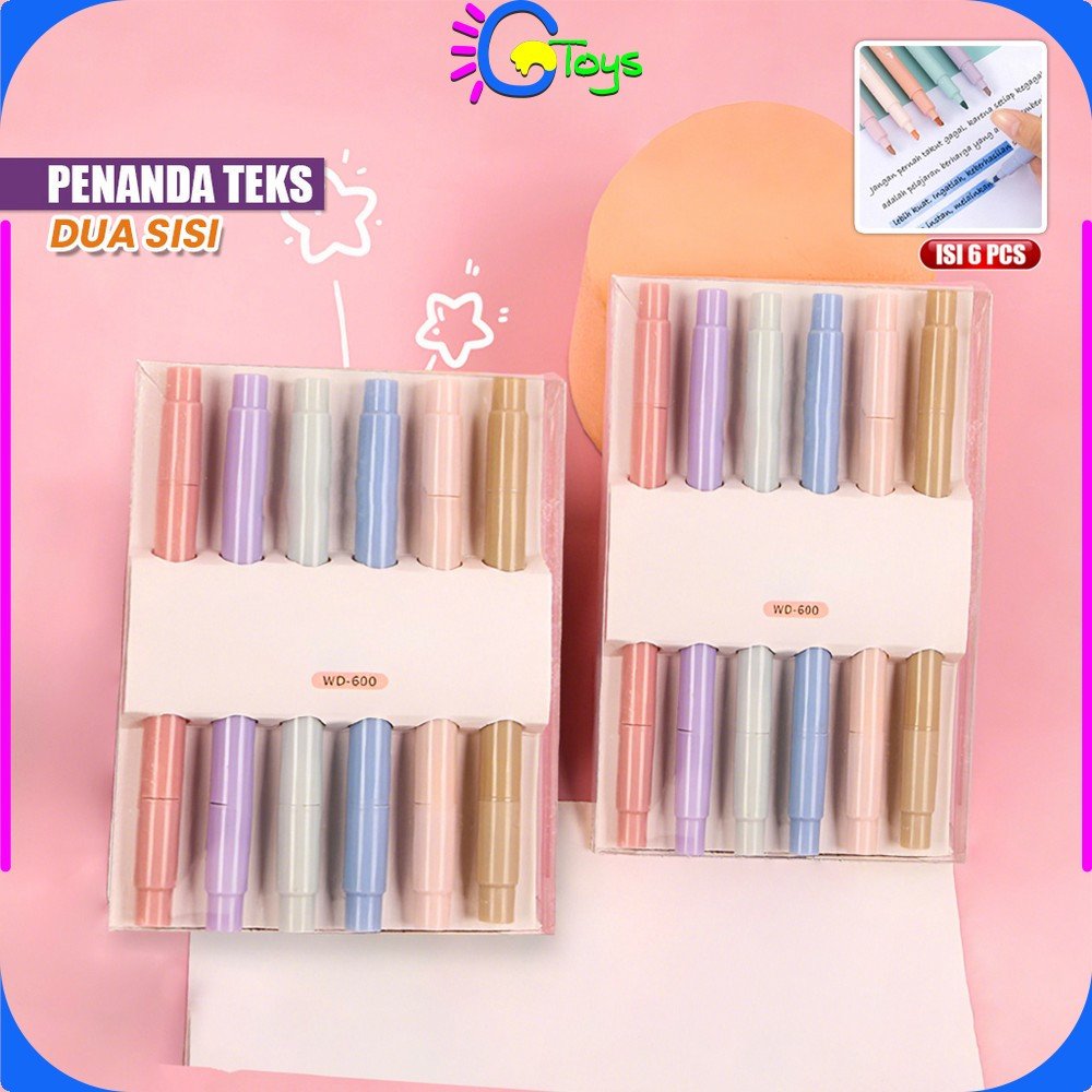 

EC CR-A116 Highlighter Set Isi 6pcs Double Tip Warna Pastel Motif Polos / Penanda Teks Buku Siswa Spidol Pen Marker Dua Sisi Alat Tulis Sekolah