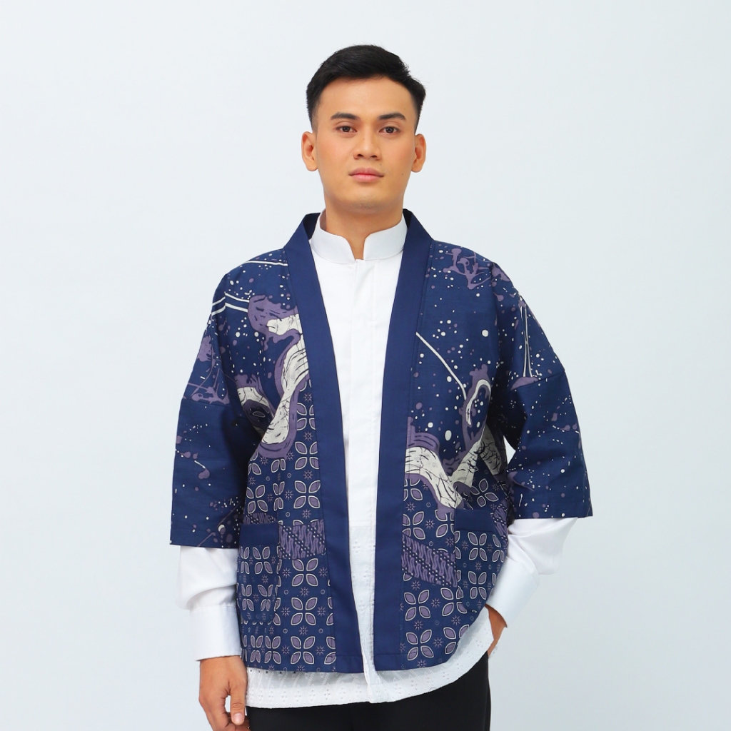 WouBatik - Outer Series Pria Kimono Pria Katun Etnik - OP28071
