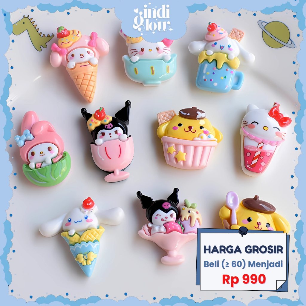 

IG Stiker Timbul 3D DIY Ice Cream Sanrio Lucu Untuk Case HP Botol Souvenir Hadiah Aksesoris Cute