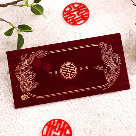 

angpao panjang warna marron motif hewan naga kertas amplop double happines wedding