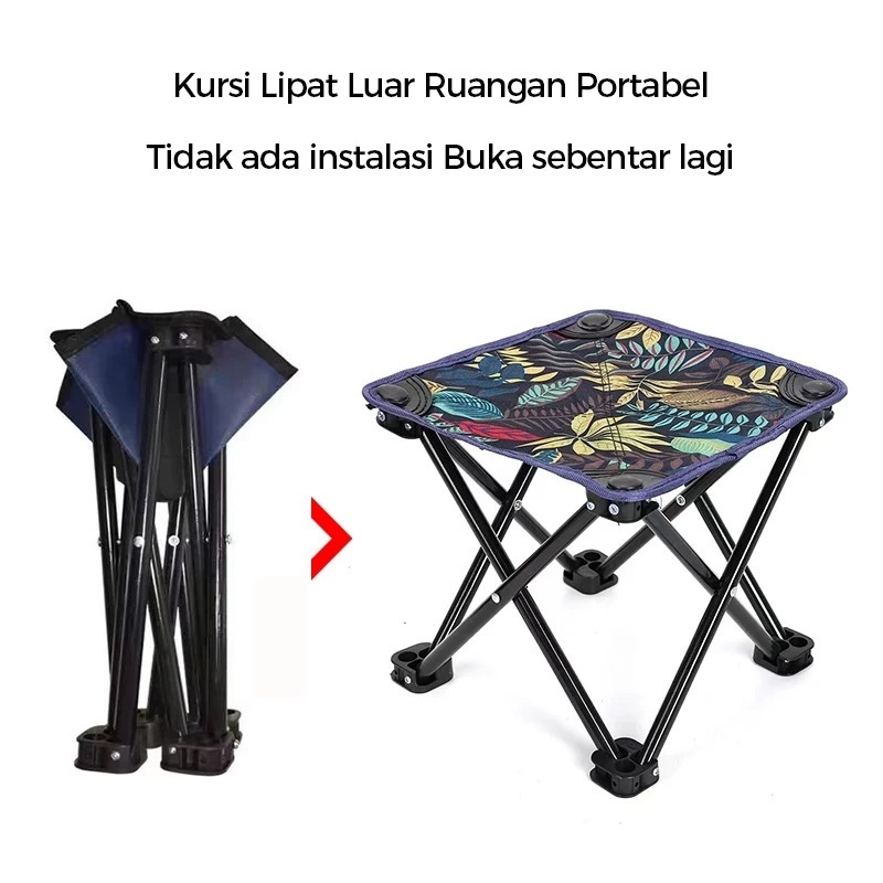 SNEAKERS STYLESS Kursi Lipat Camping Motif Daun Stylish - Kursi Kecil Praktis untuk Outdoor & Indoor
