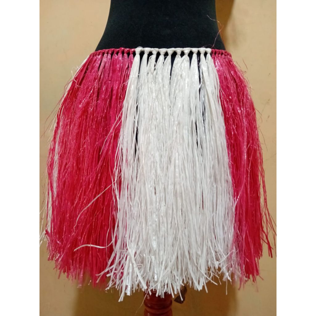 Rok Rumbai Tali Rafia Warna Merah Putih Ukuran Anak - Dewasa