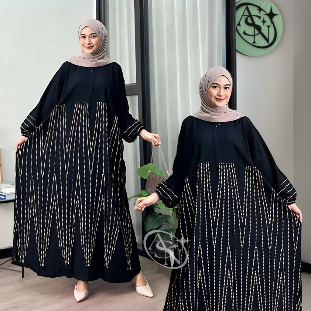 KAFTAN MOTIF BERLIAN LD 180cm RAYON PREMIUM GAMIS PANJANG BAJU MUSLIM WANITA JUMBO DRESS HIJAB VIRAL