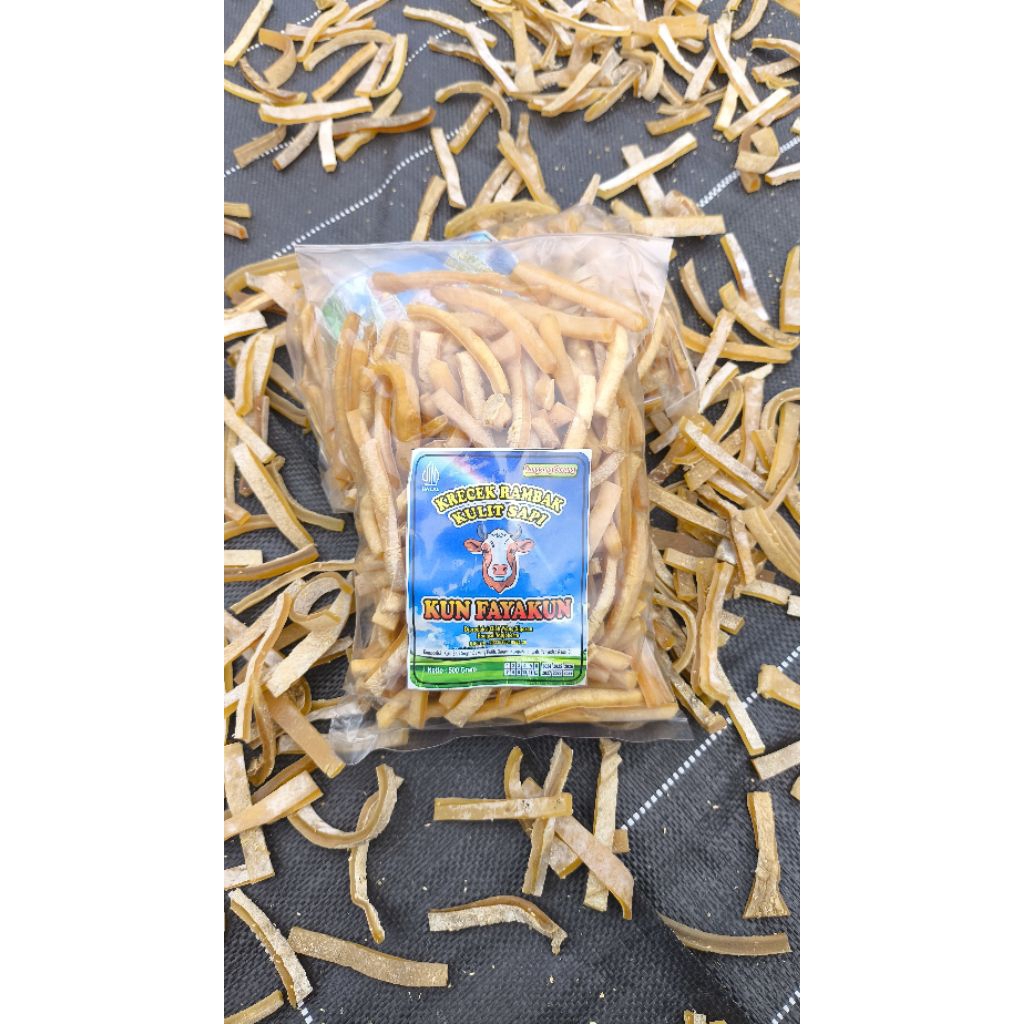 

krecek/krupuk rambak kulit sapi siap goreng varian stick mie 500 gram