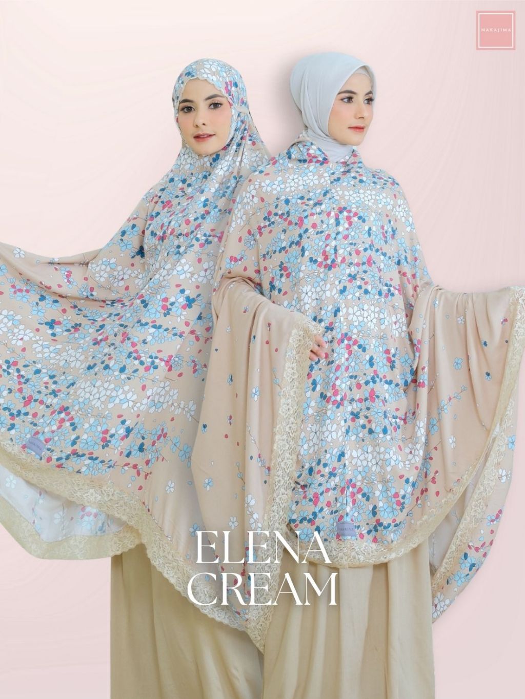 Nakajima - Mukena Katun Rayon Elena Series | Adem, Motif Bunga Elegan, Harian & Kado