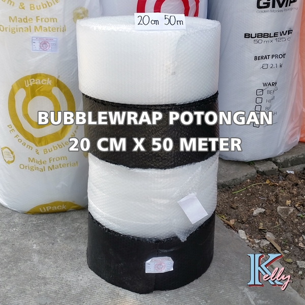 

[W28] Bubblewrap Potongan 20 cm x 50 meter Tebal Hitam Putih Babel wrep bubble wrap eceran