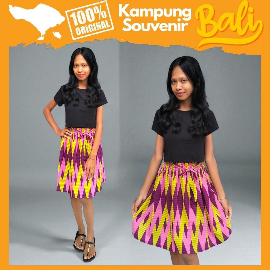 Rok Pendek Wanita Motif Tenun Bali Rayon Adem Mini Skirt Kekinian Oleh Oleh Khas Bali