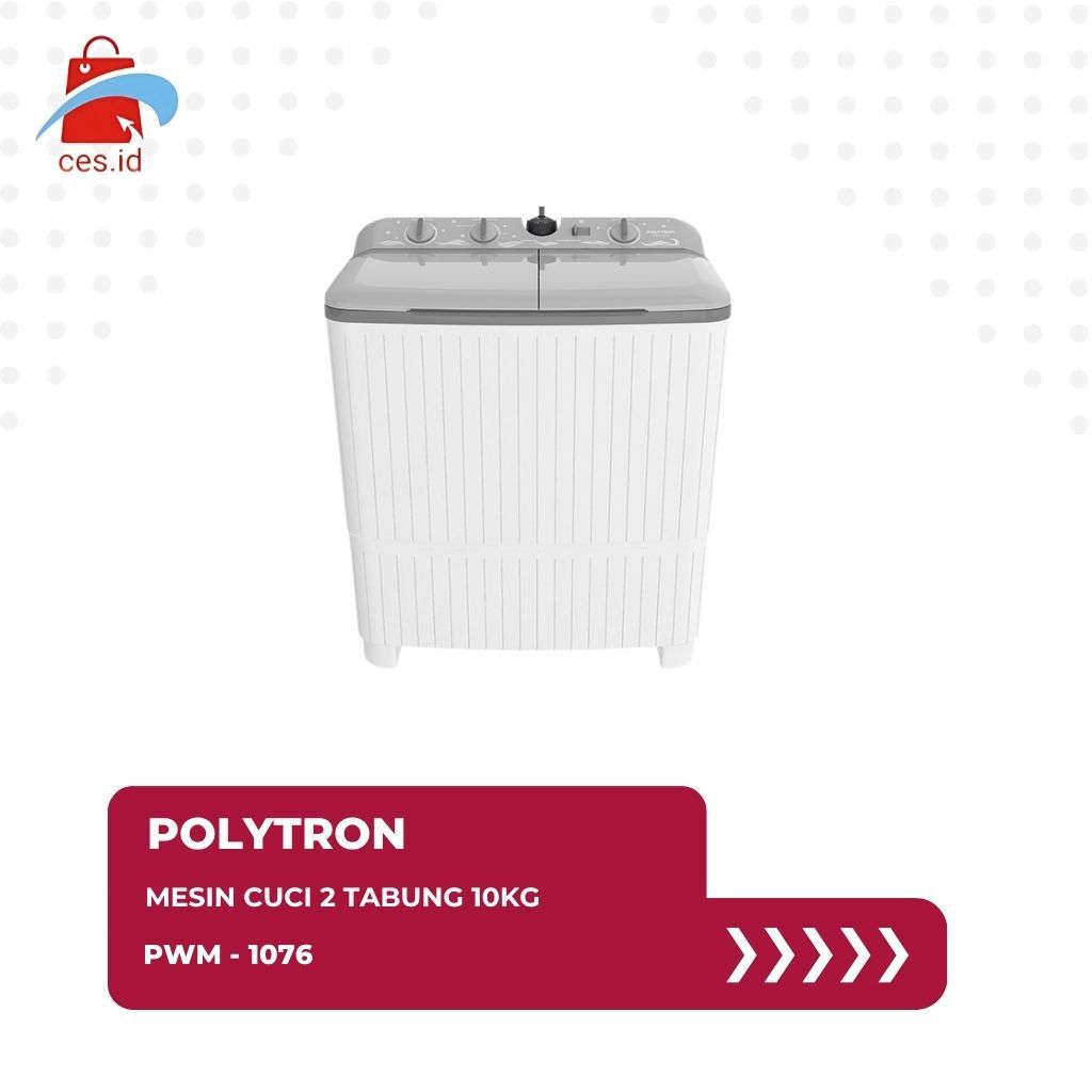 POLYTRON MESIN CUCI 2 TABUNG HIJAB MODE 10KG PWM - 1076