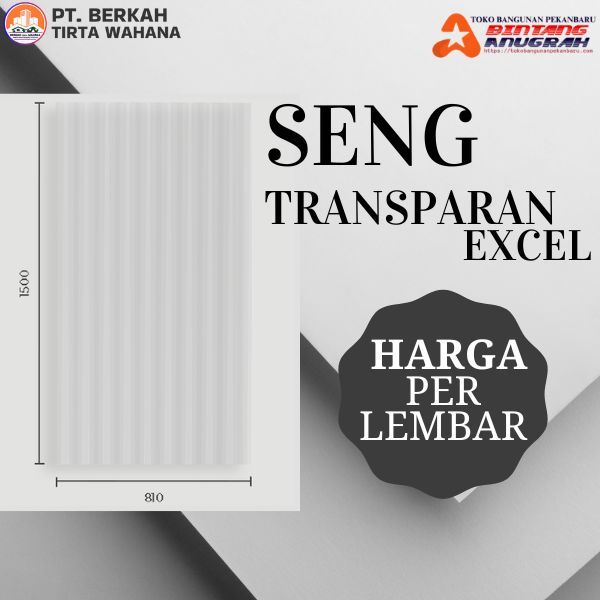 BTW - Seng Transparan Excel – Atap Fiber Bening Cahaya Masuk, Tahan Panas & Ringan | Perlembar