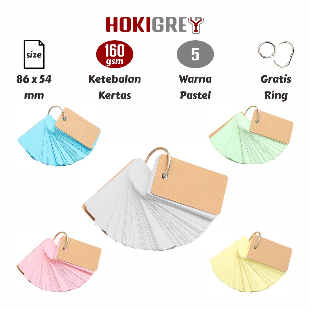 

Blank Flash Card 160 gsm Isi 50 / 100 Lembar - Memo Ring Kartu Ucapan Polos Warna Pastel